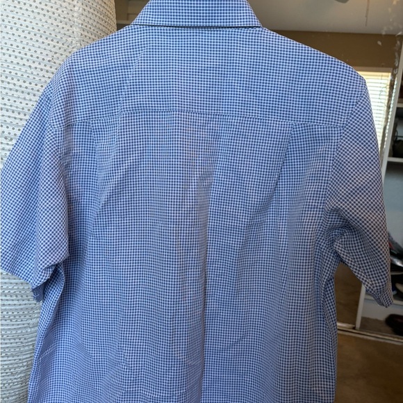 Island Republic Men’s Causal Button Up Shortsleeve Shirt Check Blue/white M - Picture 5 of 10